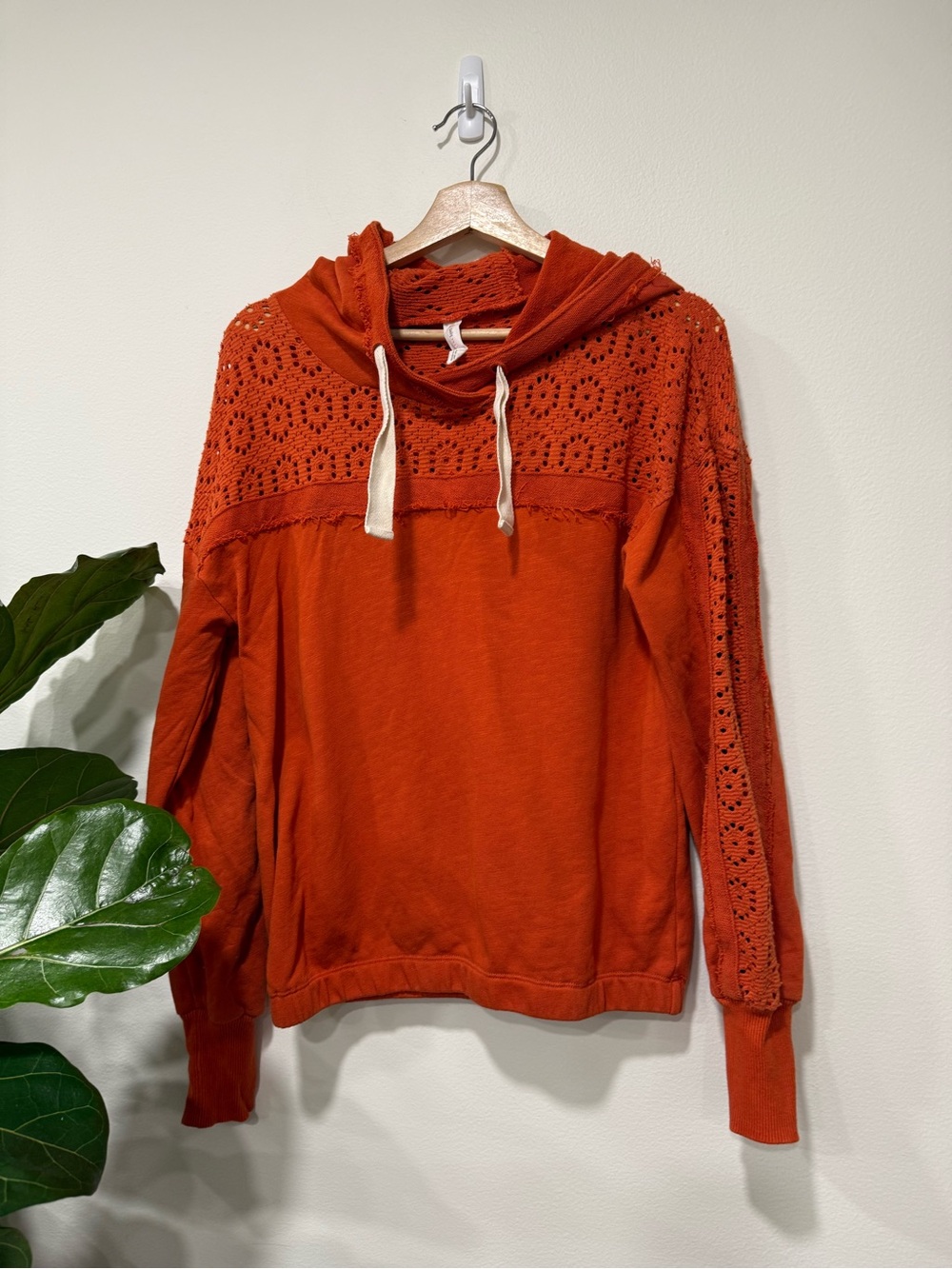 Women’s Crochet Hoodie in Rust Orange